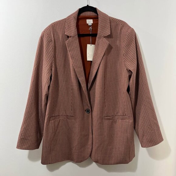 A New Day NWT Boyfriend Micro-Check Single Button Plaid Blazer [size XL] - Picture 3 of 9